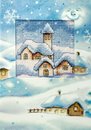 Открытка Домики с горах. Артикул: Orchidea-6196. Наборы для вышивания